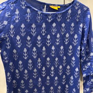 Blue Cotton Short Kurti