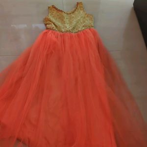 Beautiful Orange Frock For Women Small Size