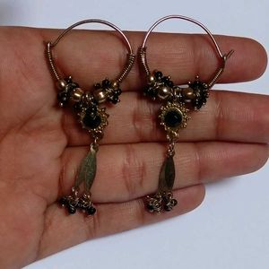 Gold And Black Party Wear Earrings