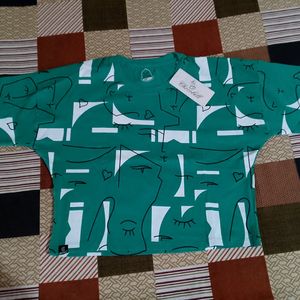 Sea Green Crop Tshirt With Tag