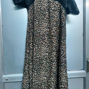 Chetah Print Knee Length Dress L Size