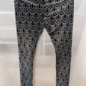 Black Printed Velvet Trousers