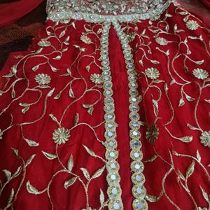 Very Beautiful Red Net Gown Heavy Embroidery