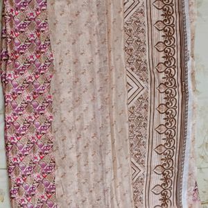 Light Cream With Purple Pattern Saree (New)