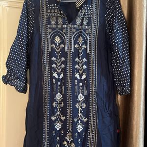 W Navy Blue Kurta - Medium