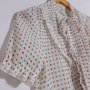 Cream Printed Western Top(women's)