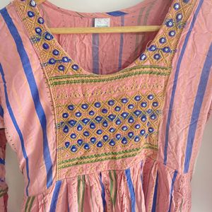 Peach Kurta Set With Dupatta