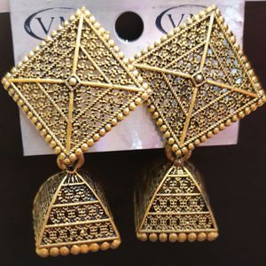 Golden Oxidized Jaipuri Earrings