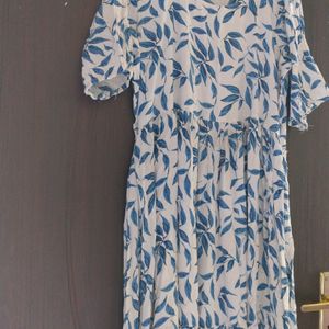 Blue Floral Print Anarkali Kurti