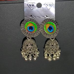 Peacock Oxidised Earrings