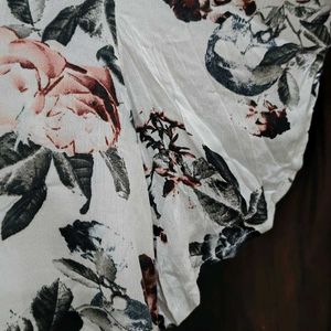 White Coloured Flower Printed Shirt For Women