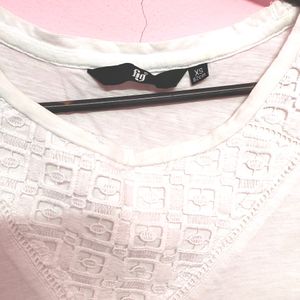 White Tee With Lace Details