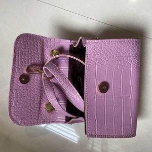 Purple Sling And Hand Bag