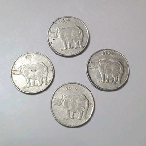 Old 25 Paise Rhino Steel Coin