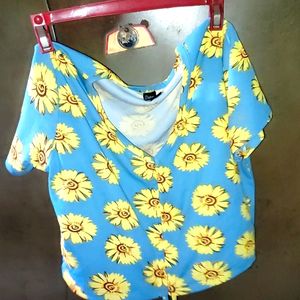 A Pretty Sunflower Crop Top