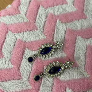 Blue and Silver Stone Studded Earrings