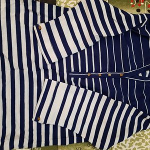 Blue Striped Tokyo Talkies Shirt Polyester