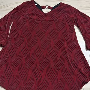 Women Maroon Shimmer Top