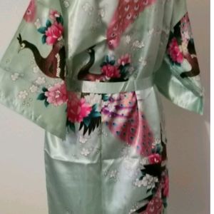 Satin Bridal Robe (Kimono Style)