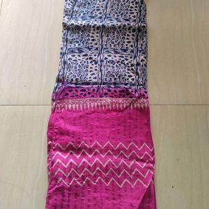 Saree Magenta With Blue Print