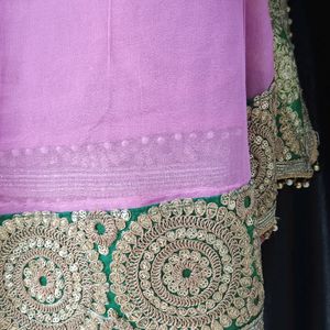 Heavy Border Saree With Blouse