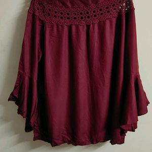 XXL Maroon Top with Cut-outs