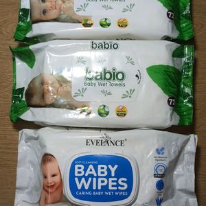 Babio Baby Wet Towels 72N Extra Soft Wipe