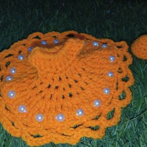 orange winter Crochet Laddo Gopal Dress