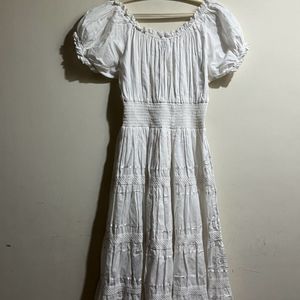 Midi Cottage Core White Dress