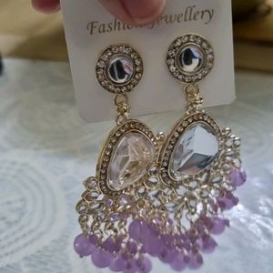 Kundan Purple Earrings