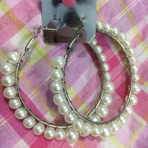 Earrings With Pearl And Oxidised Earring