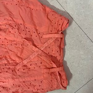 Chikankari Plain Coral Skirt