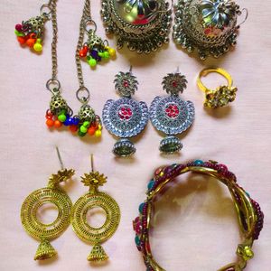 4 BEAUTIFUL EARRINGS & 1 BANGLES