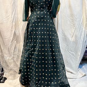 Design Embroidered Dark Green Gown