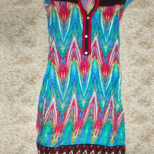 Multi Colour Kurti With Short Sleeves