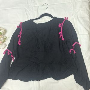 Cute Black Wrap Top