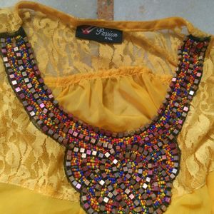 Boho Beautiful  Yellow Top With Beads Work