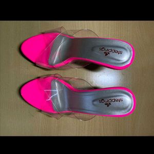 Transperent Heels Neon Pink Color