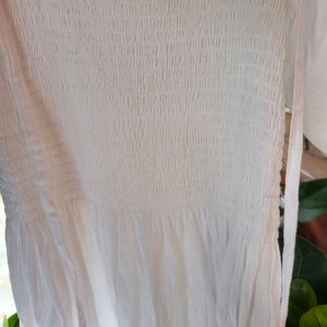 White Cotton Casual Dress