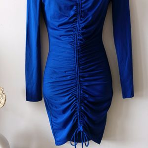 Fashion Nova Royal Blue Ruched Dress