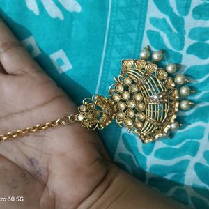 Golden Earrings With Mang teeka