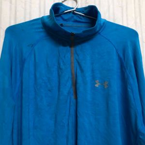 Under Armour Heat Gear Loose  Zip Blue T Shirt