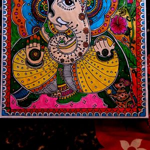 Homemade Lord Ganesha. Madhubhani Painting. Water,