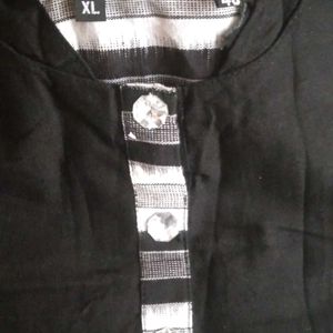 Brand New long black & white cotton kurti