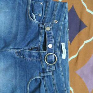 Blue Denim With Fancy Button And Stretchable