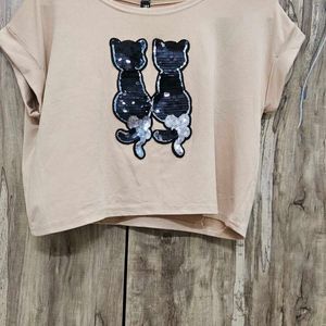 Nude Crop T Shirt