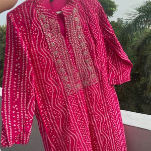 Bandhej Pink Kurti