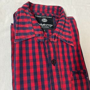 Blue And Red Checked Shirt For Men