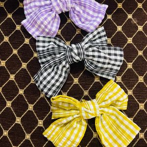 Gingham Big Size Hair Bow Pack Of 3