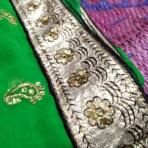 Beautiful Green Thread Work Saree